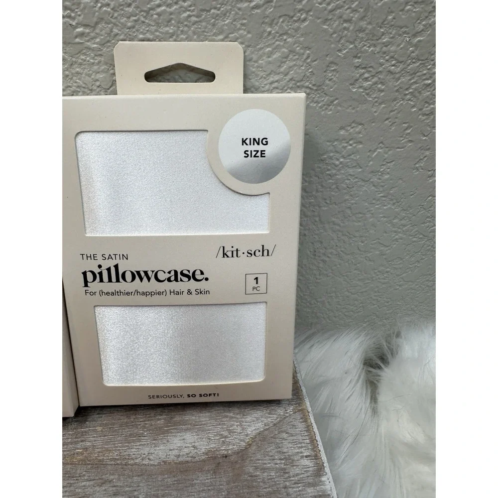 $20 🌙 Kitsch Satin Pillowcases King Size Ivory Pillowcase Lot of 2 NEW